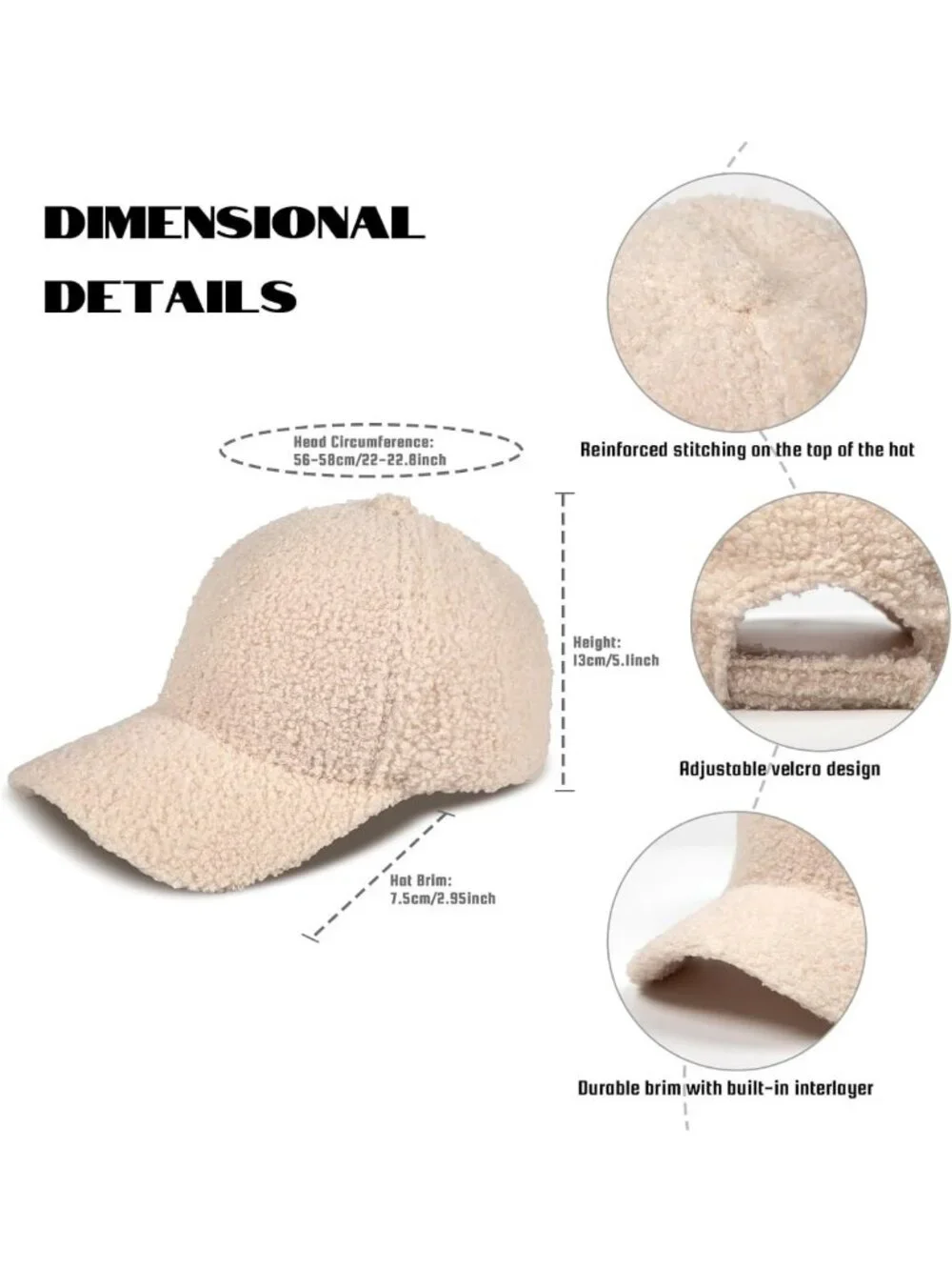 Cozy Unisex Winter Baseball Cap - Adjustable Solid Color Lamb Wool Hat